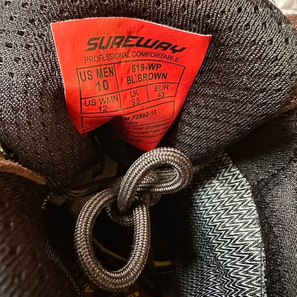 Sureway Men's Leather Boots Sz10 Waterproof Slip Resistant Oil Resistant Brown - Picture 11 of 12